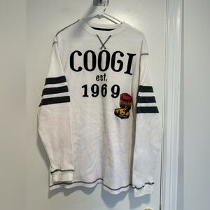 Coogi Y2K waffle knit Sz: L Spellout Embroidered Patched Long Sleeve thermal Top